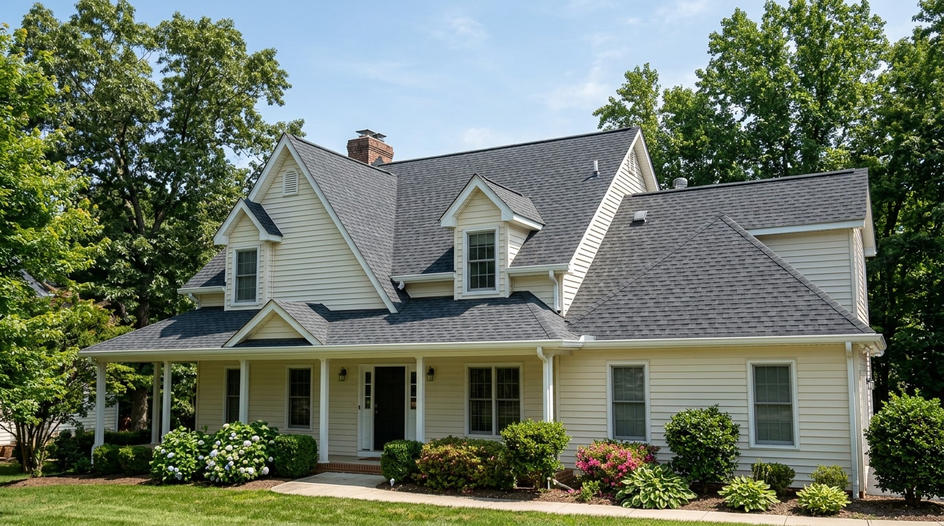 Finished asphalt shingle roof on a Spotsylvania, VA home Finished asphalt shingle roof on a Spotsylvania, VA home