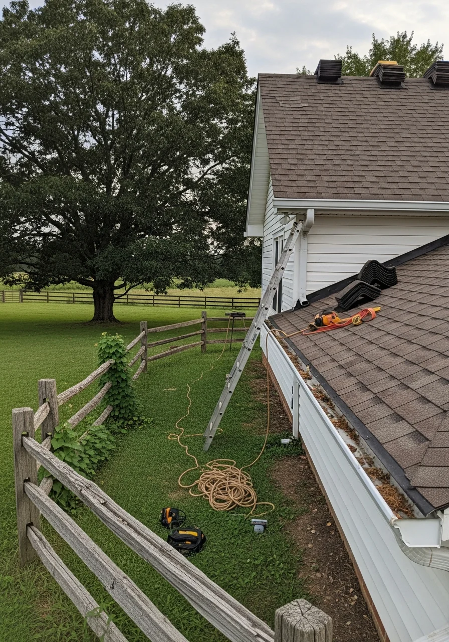 A rural home set on acreage in King George County with natural surroundings.